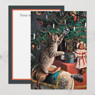 feestelijke kerstkat voegt gevoel toe notitiekaartje