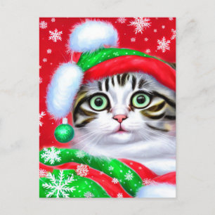 Feestelijke kerstkatten briefkaart