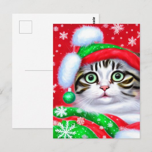 Feestelijke kerstkatten briefkaart (Voorkant / Achterkant)
