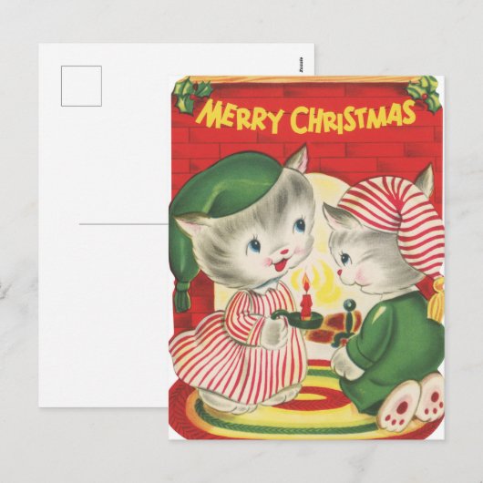 feestelijke kerstkatten feestdagenkaart (Voorkant / Achterkant)