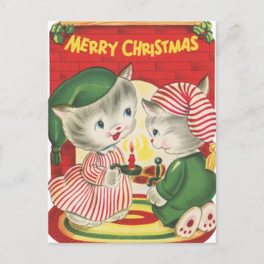 feestelijke kerstkatten feestdagenkaart (Voorkant)