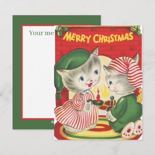 feestelijke kerstkatten feestdagenkaart (Voorkant / Achterkant)