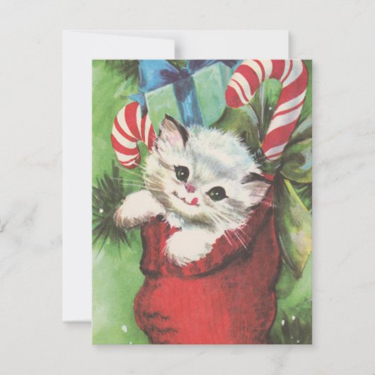 Feestelijke kerstkatten retro  feestdagenkaart (Voorkant)