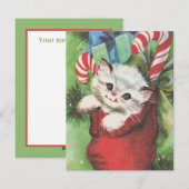 Feestelijke kerstkatten retro  feestdagenkaart (Voorkant / Achterkant)