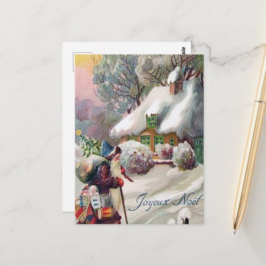 feestelijke kerstkerstfeestdag briefkaart (Voorkant / Achterkant in situ)