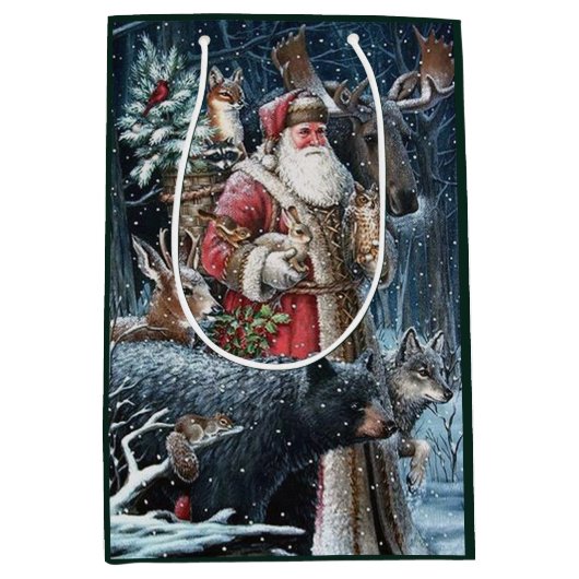 feestelijke kerstkerstfeestdag medium cadeauzakje (Voorkant)