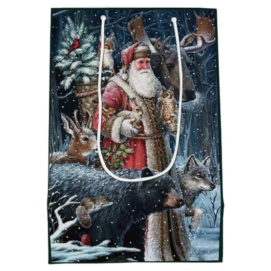 feestelijke kerstkerstfeestdag medium cadeauzakje (Achterkant)