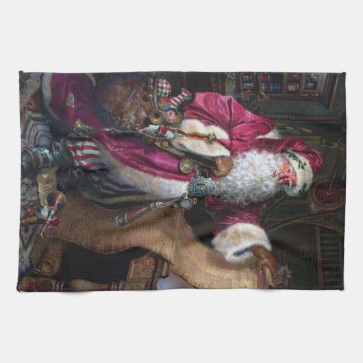 feestelijke kerstkerstfeestdag theedoek (Horizontaal)