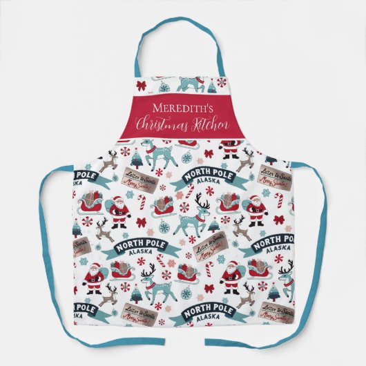 Feestelijke Kerstkeuken – Noordpoolvakantie Schort (Voorkant)