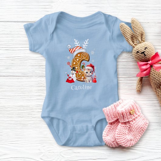 Feestelijke Kerstkitten Gingerbread Letter C Meisj Romper