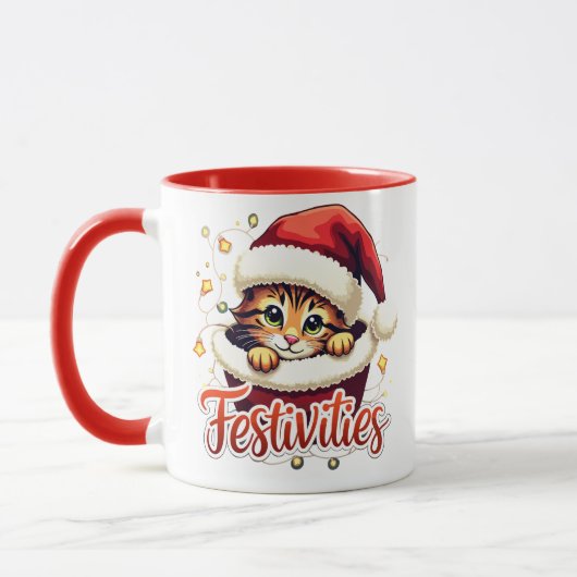 Feestelijke Kerstkitten Mok (Links)