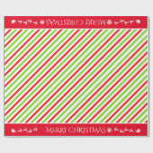 Feestelijke kerstkleuren rood wit groen gestreept cadeaupapier (Vlak)