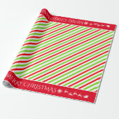 Feestelijke kerstkleuren rood wit groen gestreept cadeaupapier (Uitgerold)