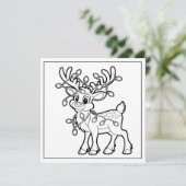 Feestelijke kerstkleuring rendier feestdagenkaart (Staand voorkant)