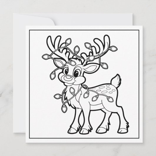 Feestelijke kerstkleuring rendier feestdagenkaart (Voorkant)