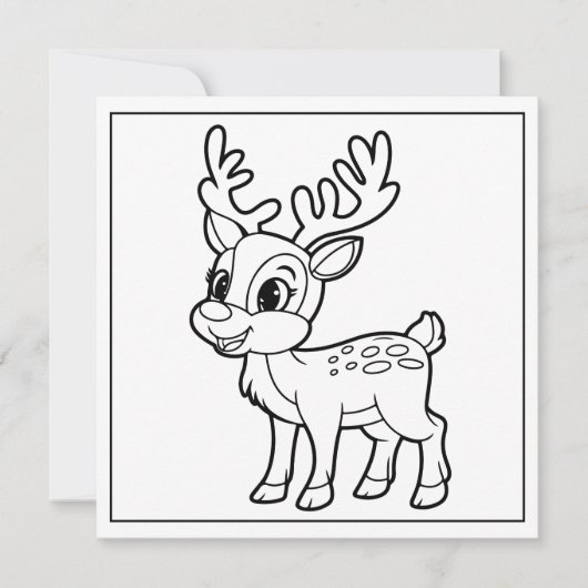 Feestelijke kerstkleuring rendier feestdagenkaart (Voorkant)