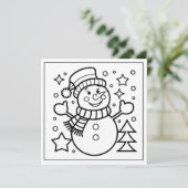 Feestelijke kerstkleuring sneeuwpop feestdagenkaart (Staand voorkant)