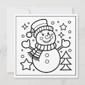 Feestelijke kerstkleuring sneeuwpop feestdagenkaart (Voorkant)