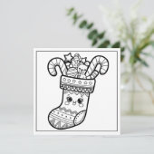 Feestelijke Kerstkleurkous Feestdagenkaart (Staand voorkant)