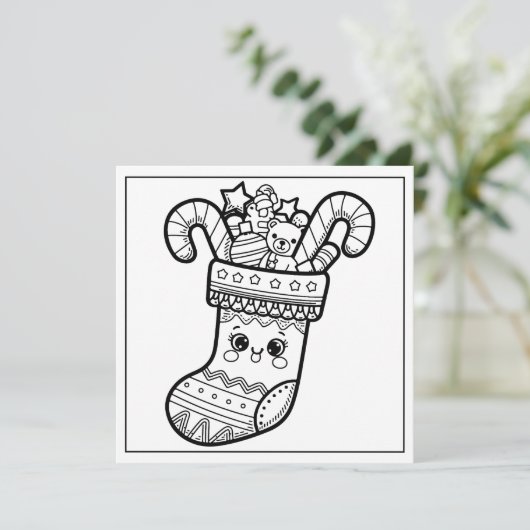 Feestelijke Kerstkleurkous Feestdagenkaart (Staand voorkant)