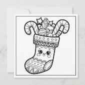 Feestelijke Kerstkleurkous Feestdagenkaart (Voorkant)