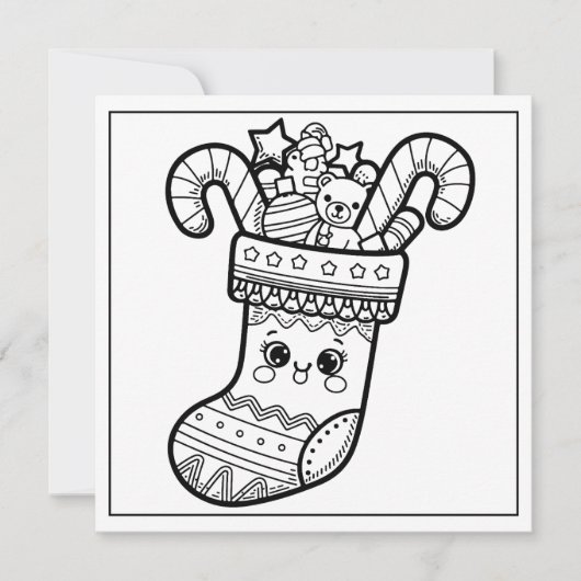 Feestelijke Kerstkleurkous Feestdagenkaart (Voorkant)