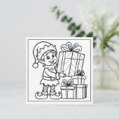 Feestelijke kerstkleurplaat feestdagenkaart (Staand voorkant)