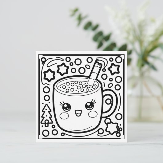 Feestelijke kerstkleurstof cacao feestdagenkaart (Staand voorkant)