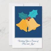 Feestelijke kerstklokken en Bay Leaves Business Feestdagenkaart (Voorkant)