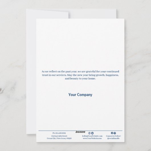 Feestelijke kerstklokken en Bay Leaves Business Feestdagenkaart (Achterkant)