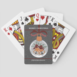 Feestelijke Kerstklokken Ornament Fiets Spelend C Pokerkaarten