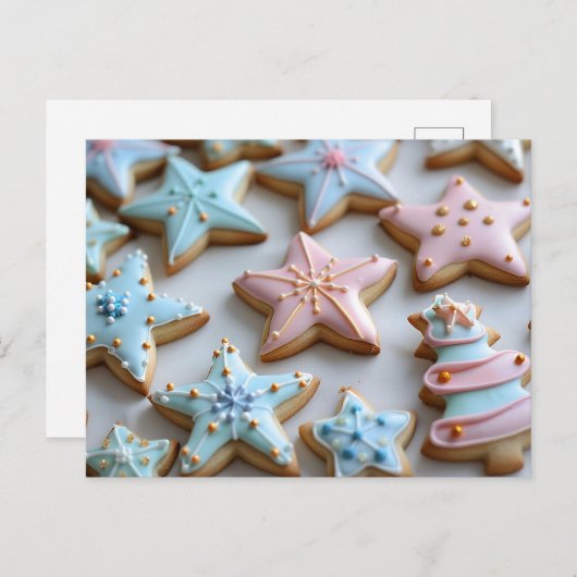 Feestelijke kerstkoekjes briefkaart (Voorkant / Achterkant)