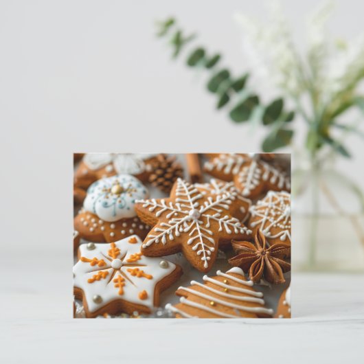 Feestelijke kerstkoekjes briefkaart (Staand voorkant)