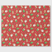 Feestelijke kerstkoekjes cadeaupapier (Vlak)