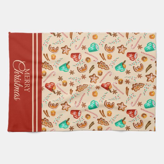 feestelijke kerstkoekjes en koekjes theedoek (Horizontaal)