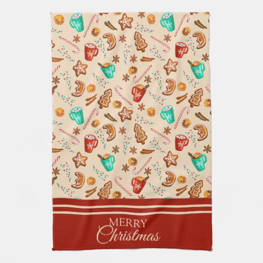 feestelijke kerstkoekjes en koekjes theedoek (Verticaal)