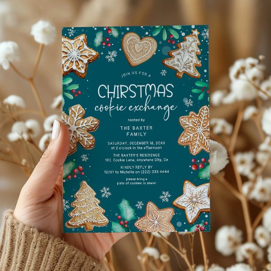 Feestelijke kerstkoekjes ruilparty kaart