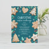 Feestelijke kerstkoekjes ruilparty kaart (Staand voorkant)