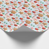 Feestelijke kerstkoekjes & Snoepjes Cadeaupapier (Hoek)