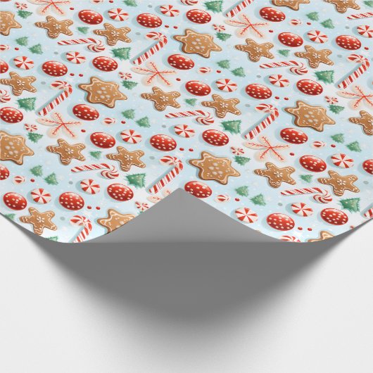 Feestelijke kerstkoekjes & Snoepjes Cadeaupapier (Hoek)