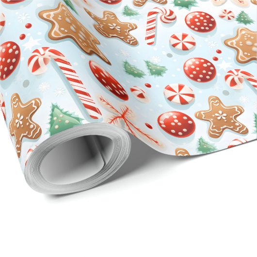 Feestelijke kerstkoekjes & Snoepjes Cadeaupapier (Rol Hoek)