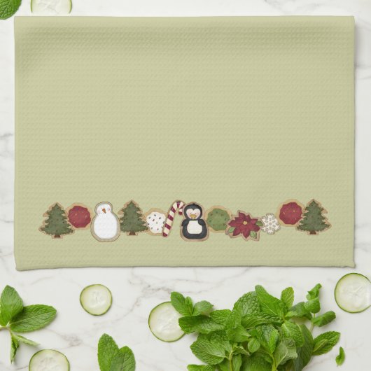 feestelijke kerstkoekjes theedoek (Gevouwen)