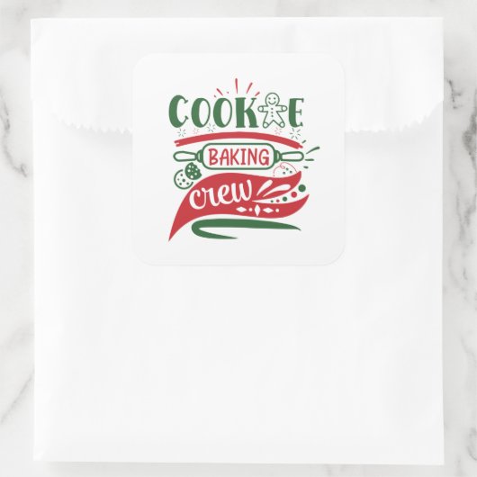 feestelijke kerstkoekjes voor de bende vierkante sticker (Tas)