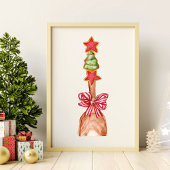 Feestelijke Kerstkoekjesboom met Rode Boog Kunst Poster