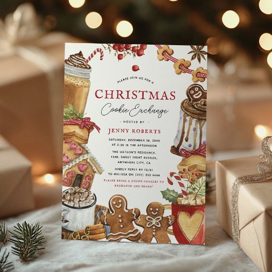 Feestelijke kerstkoekjesuitwisseling kaart