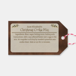 Feestelijke kerstkoekmix gepersonaliseerd bruin cadeaulabel