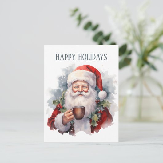 feestelijke kerstkoffie santa tekst toevoegen briefkaart (Staand voorkant)