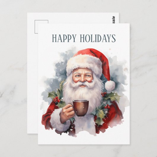 feestelijke kerstkoffie santa tekst toevoegen briefkaart (Voorkant / Achterkant)