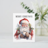 feestelijke kerstkoffie santa tekst toevoegen briefkaart (Staand voorkant)