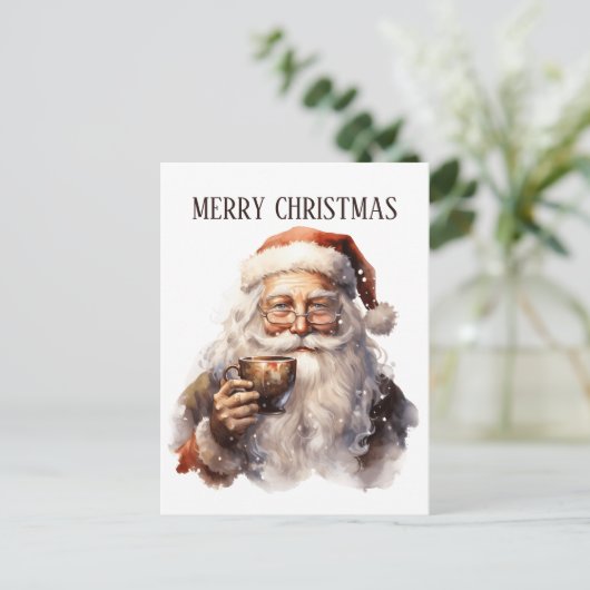 feestelijke kerstkoffie santa tekst toevoegen briefkaart (Staand voorkant)